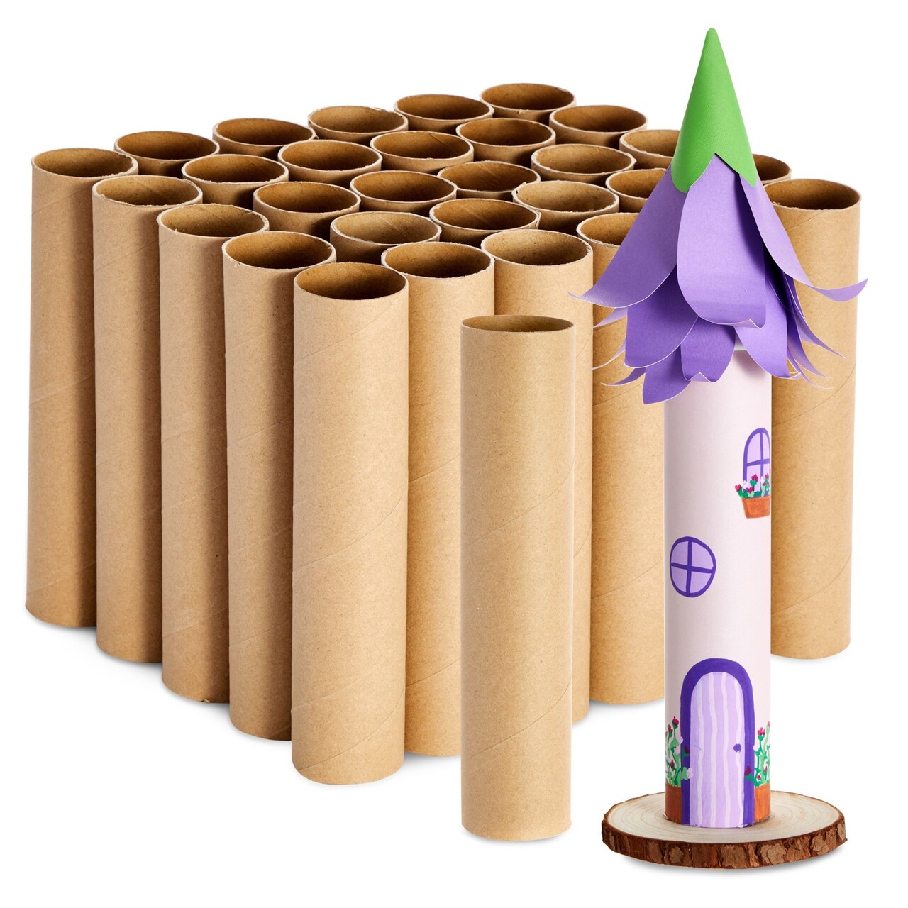 30 Pack Cardboard Tubes, 1.6x8“ Empty Toilet Paper Rolls For Crafts and Art Projects, DIY Brown Crafting Paper Roll for Classrooms, Dioramas, and Decorations